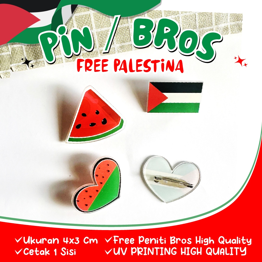 Jual PIN / BROS BENDERA PALESTINA / FREE PALESTINA / Palestine / PIN