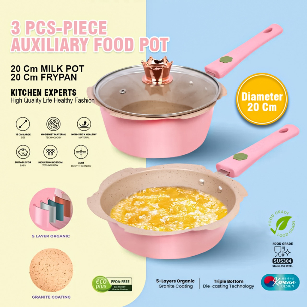 Jual Panci Set Bunga Sakura 2in1 Granit Wajan Keramik Food Grade Aman