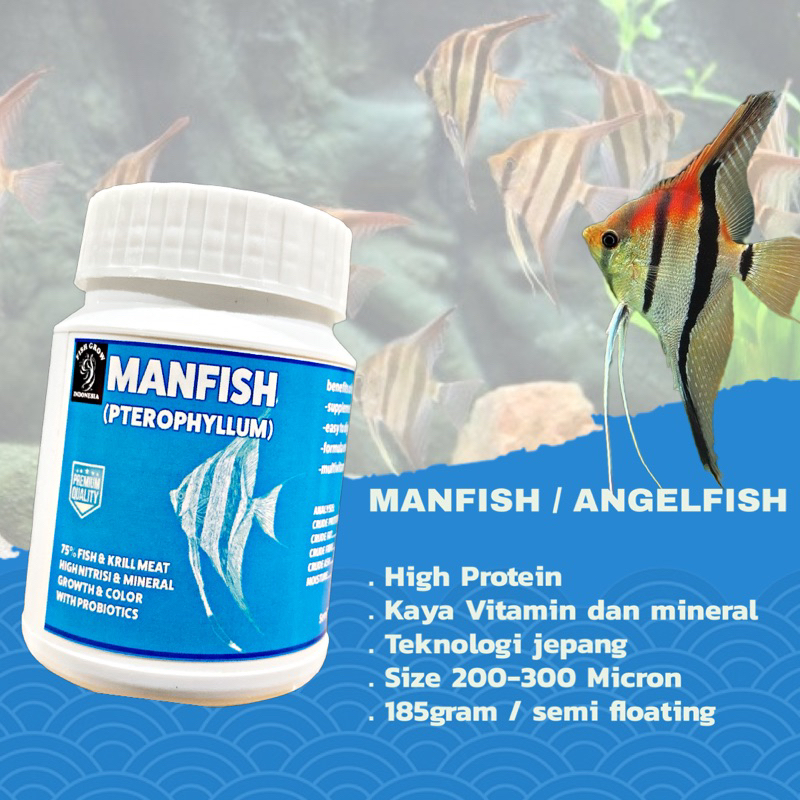 Jual FISH GROW PELET PAKAN IKAN MANFISH DISCUS 200-300MICRON 185GR ...