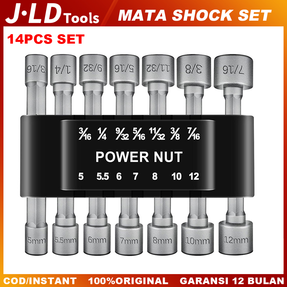 Jual JLD 14pcs Mata Shock Hex Power Nut 512mm 3/16inch 7/16inch