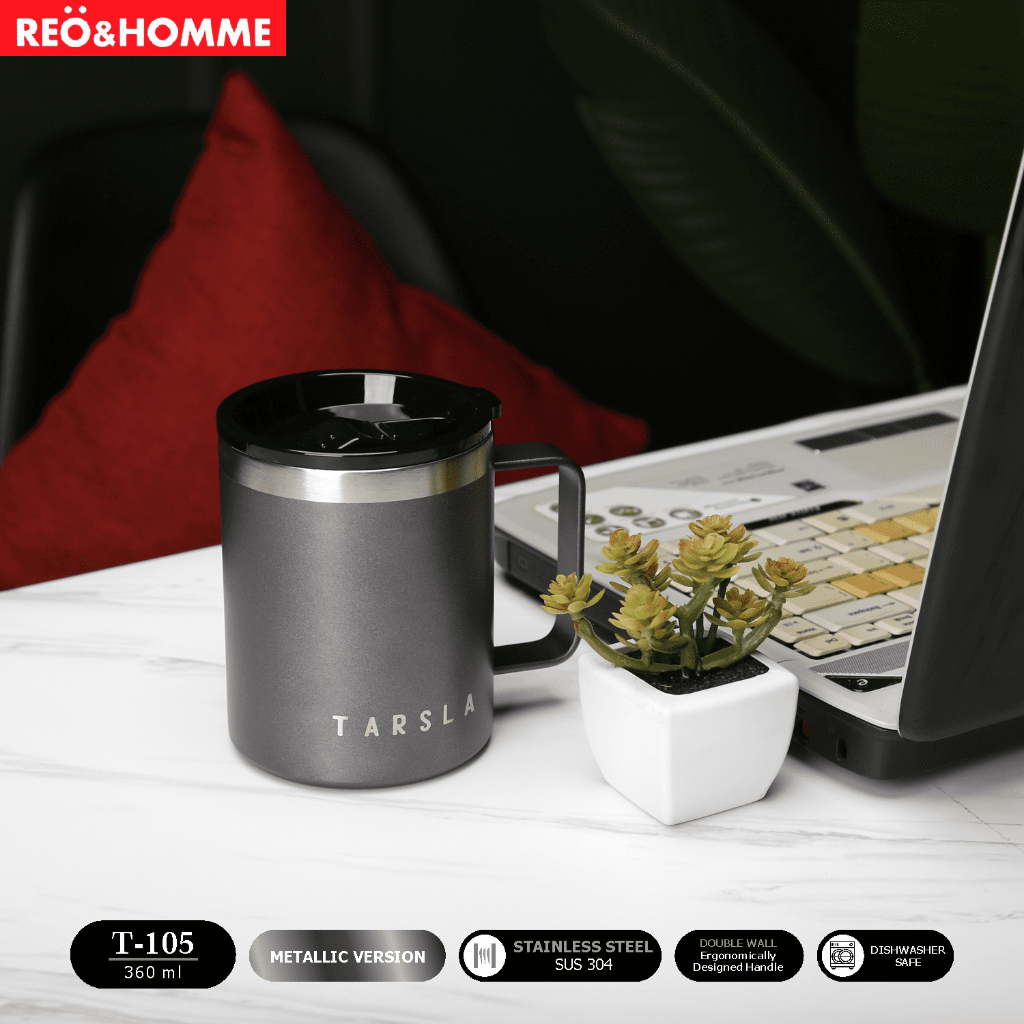 Jual Reoandhomme Mug Gelas Kopi Teh Stainless Tahan Panas Dengan Takaran Di Dalam 500ml Mug Office 9895