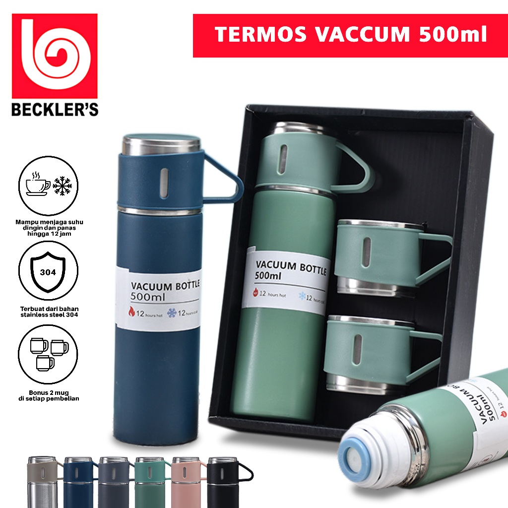 Jual Termos Sultan Vacuum Flask Set 500 ML/ Botol Minum Cangkir 3IN1 Stainless Steel SUS304