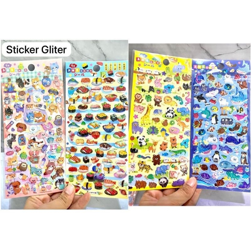 Jual Stiker Sticker timbul 3D glitter anak motif aesthetic aestetik