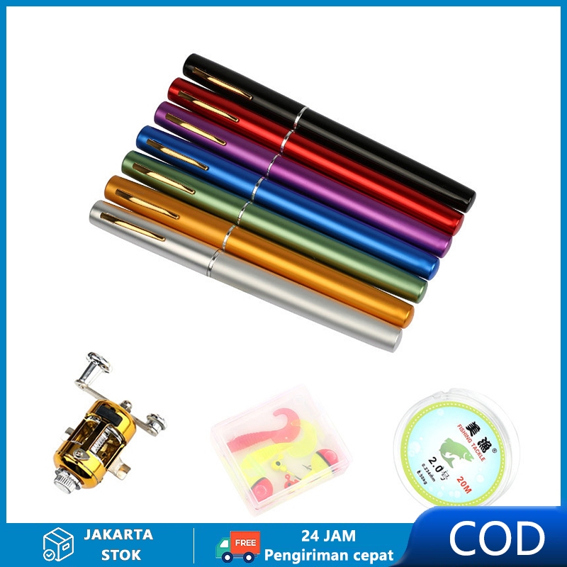 Alat Pancing Ikan - Fishing Rod Pen Mini Pocket Fish Pancingan Saku Warna  Hitam / Joran Alat Pancing Portable Praktis / Kail Bentuk Pulpen Murah  Bagus