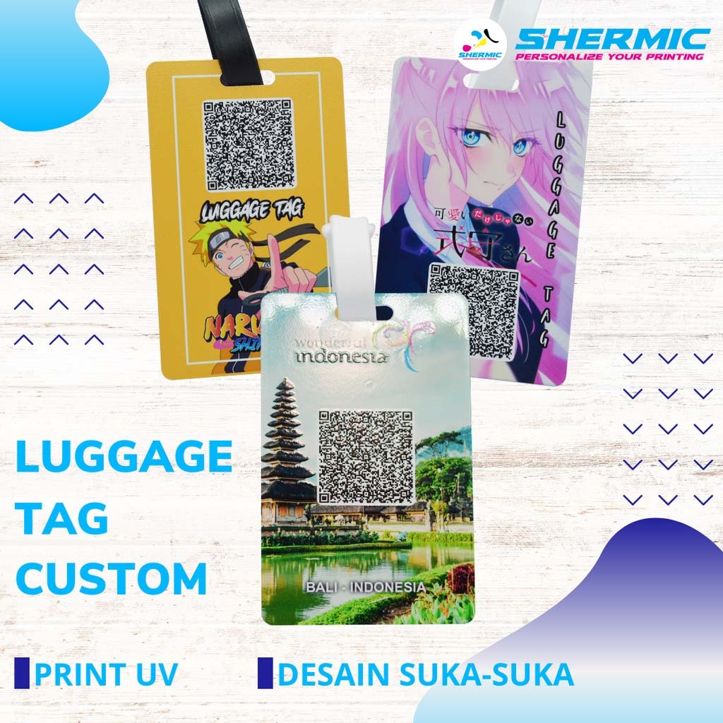 Jual Cetak Custom Print UV Luggage Tag Name Tag Label ID Card Tas Koper