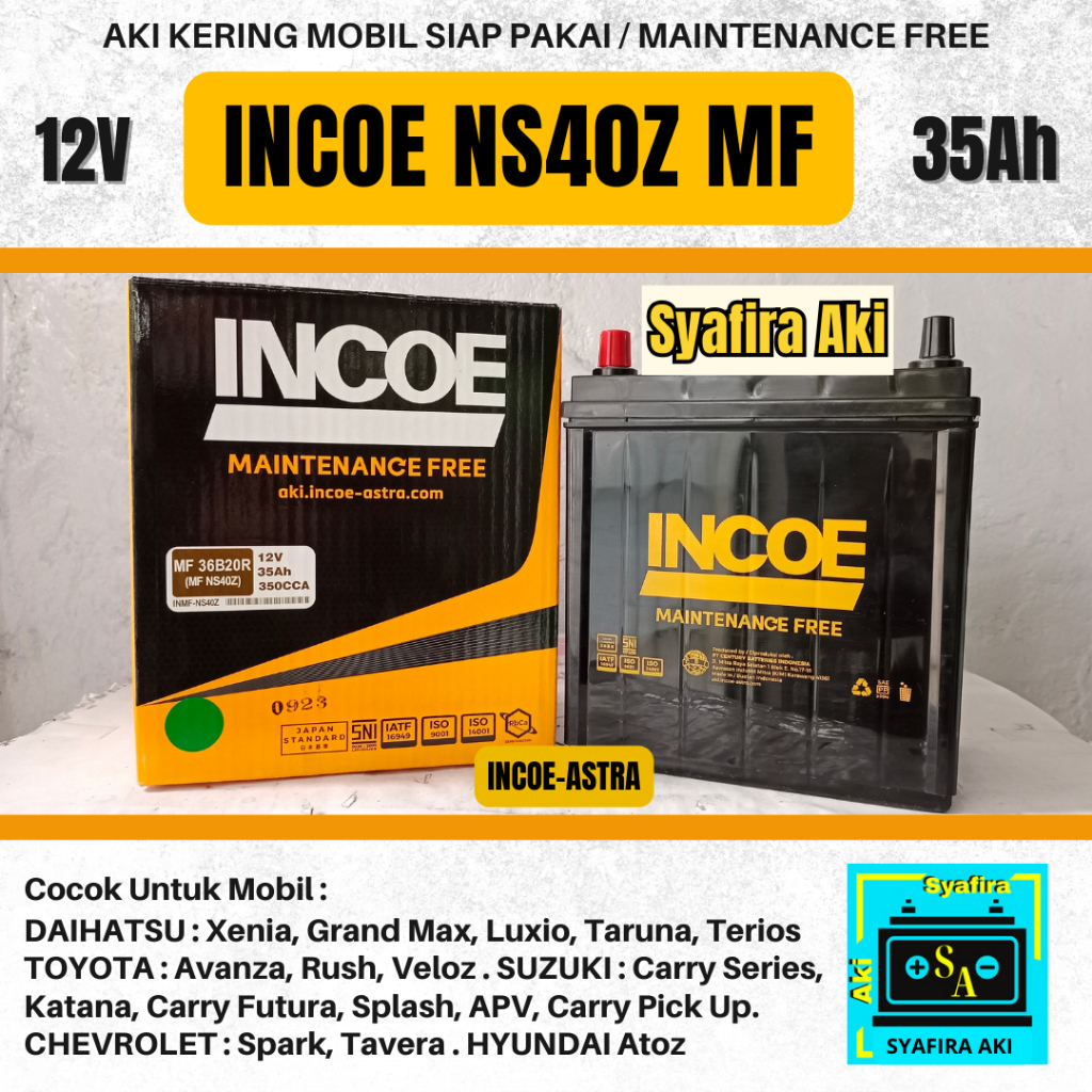 Jual AKI MOBIL AVANZA, XENIA, APV, TERIOS NS40Z INCOE ASTRA MF AKI
