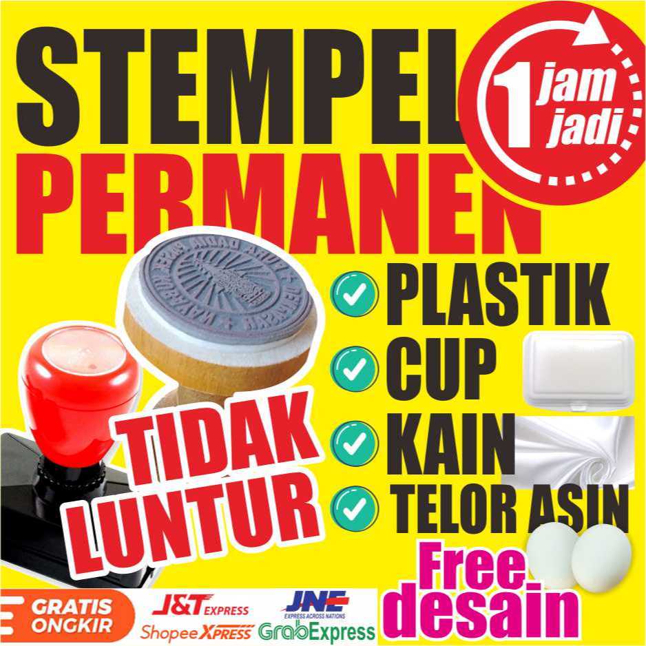 Jual Stempel Permanent Permanen Plastik Kain Flash Kayu Sterofoam Gelas Plastik