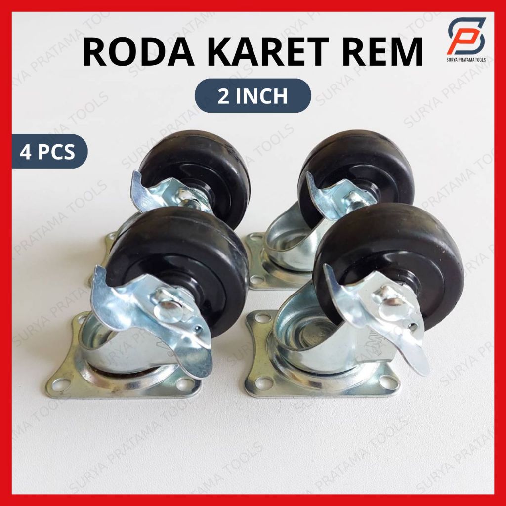 Jual Roda Etalase Karet Rem Inch Set Roda Caster Gepeng Rem Hidup Inci Rak Lemari Troli