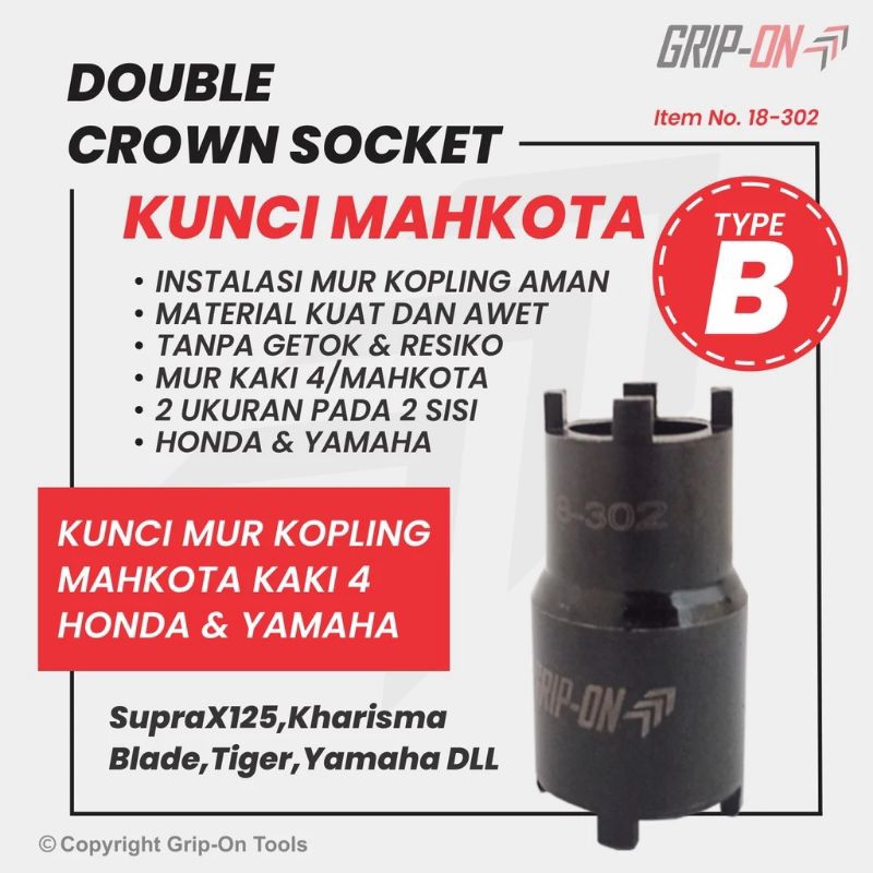 Jual Grip On Kunci Mahkota Tipe B Tracker Double Crown Socket Item