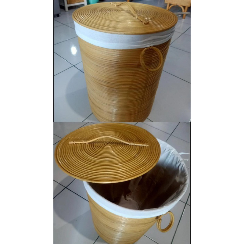 Jual Keranjang Baju Kotor Laundry Basket Rattan Tempat Penyimpanan Pakaian Kotor Rattan