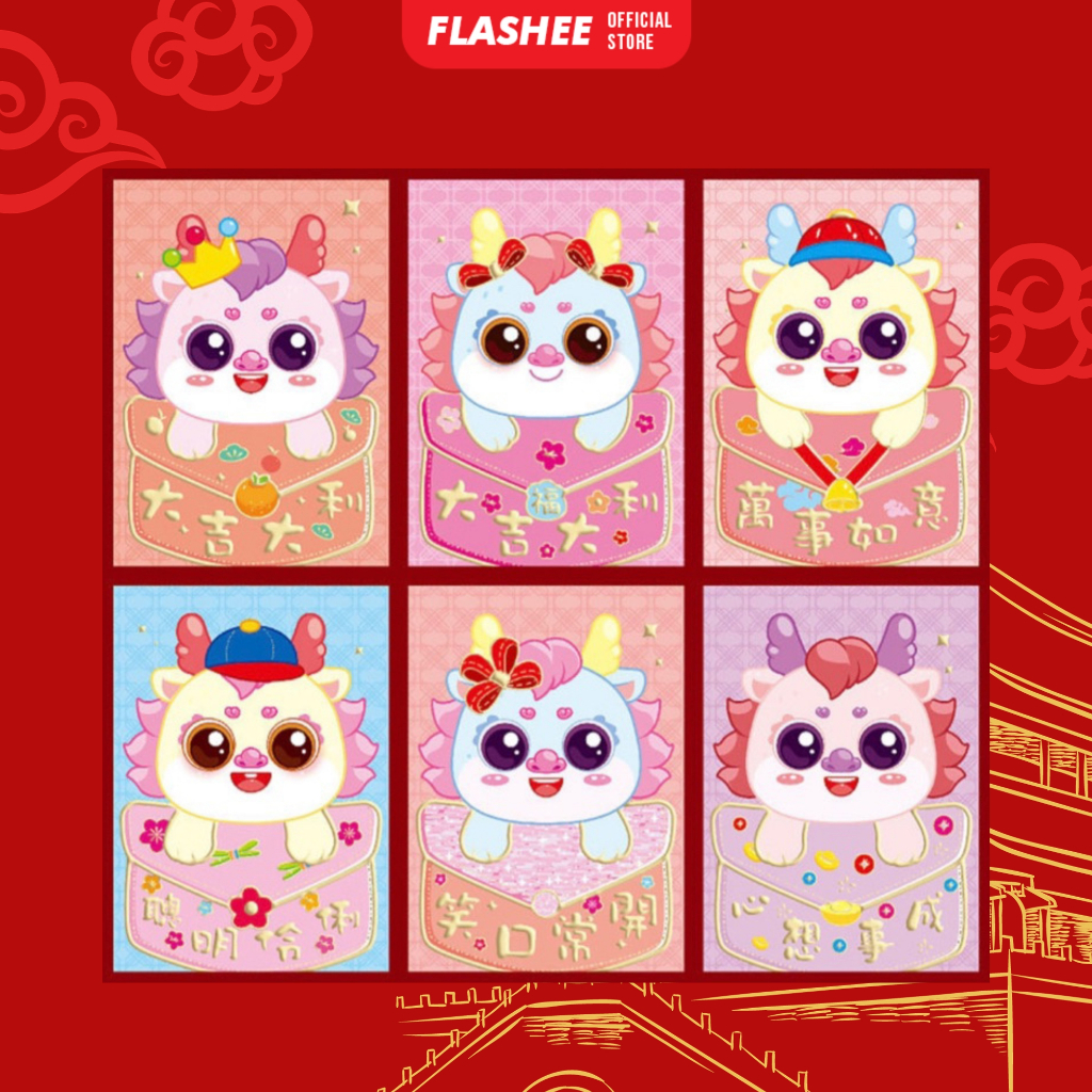 Jual Flashee Angpao Imlek Shio Naga 2024 Angpau Naga Isi 6 Amplop Imlek ...