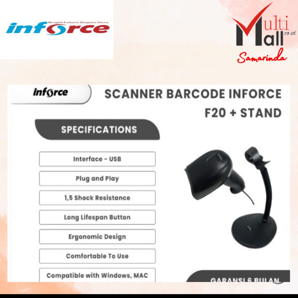 Jual SCANNER INFORCE BARCODE F20 WITH STAND | Shopee Indonesia