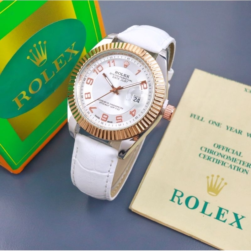 Jual Promo Jam Tangan Pria Terbaru Rolex Gerigi Anti Air Mode Analog Tanggal On Tali Kulit