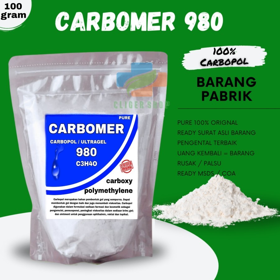 Jual Carbomer 980 100gram Carbopol 980 100 Gram Pengental Gel Asli