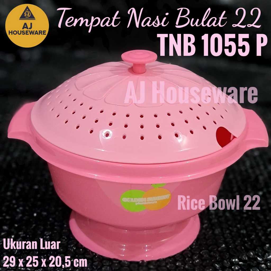 Jual Tnb Tempat Nasi Bulat Pink Golden Sunkist Sangku Wakul Nasi Tutup Rice Bowl Shopee