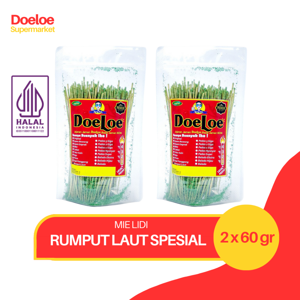 Jual Doeloe Mie Lidi Rasa Rumput Laut Spesial Pouch Snack Kang Ask 60gr ...