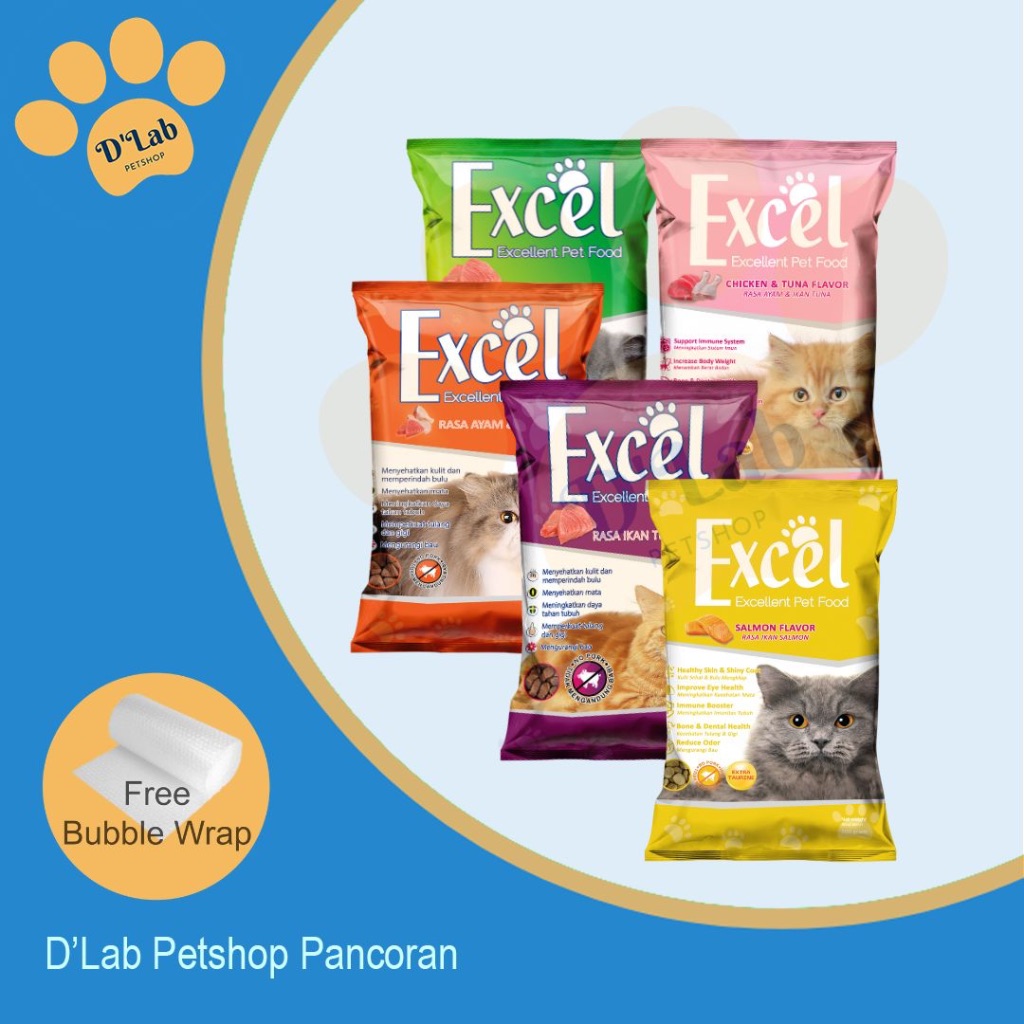 Jual EXCEL cat food 500g salmon, ikan ayam tuna, donut, segitiga ...