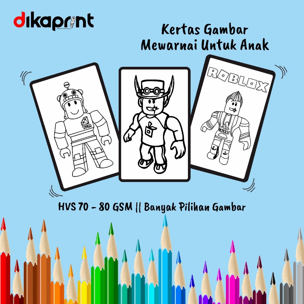 Jual Kertas gambar edukasi mewarna anak anak Tk SD Tema ROBLOX | Shopee