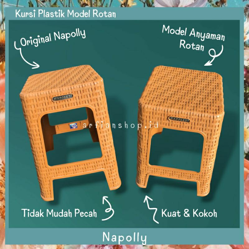 Jual Napolly Kursi Plastik Bangku Bakso Motif Rotan Anyam Bangku