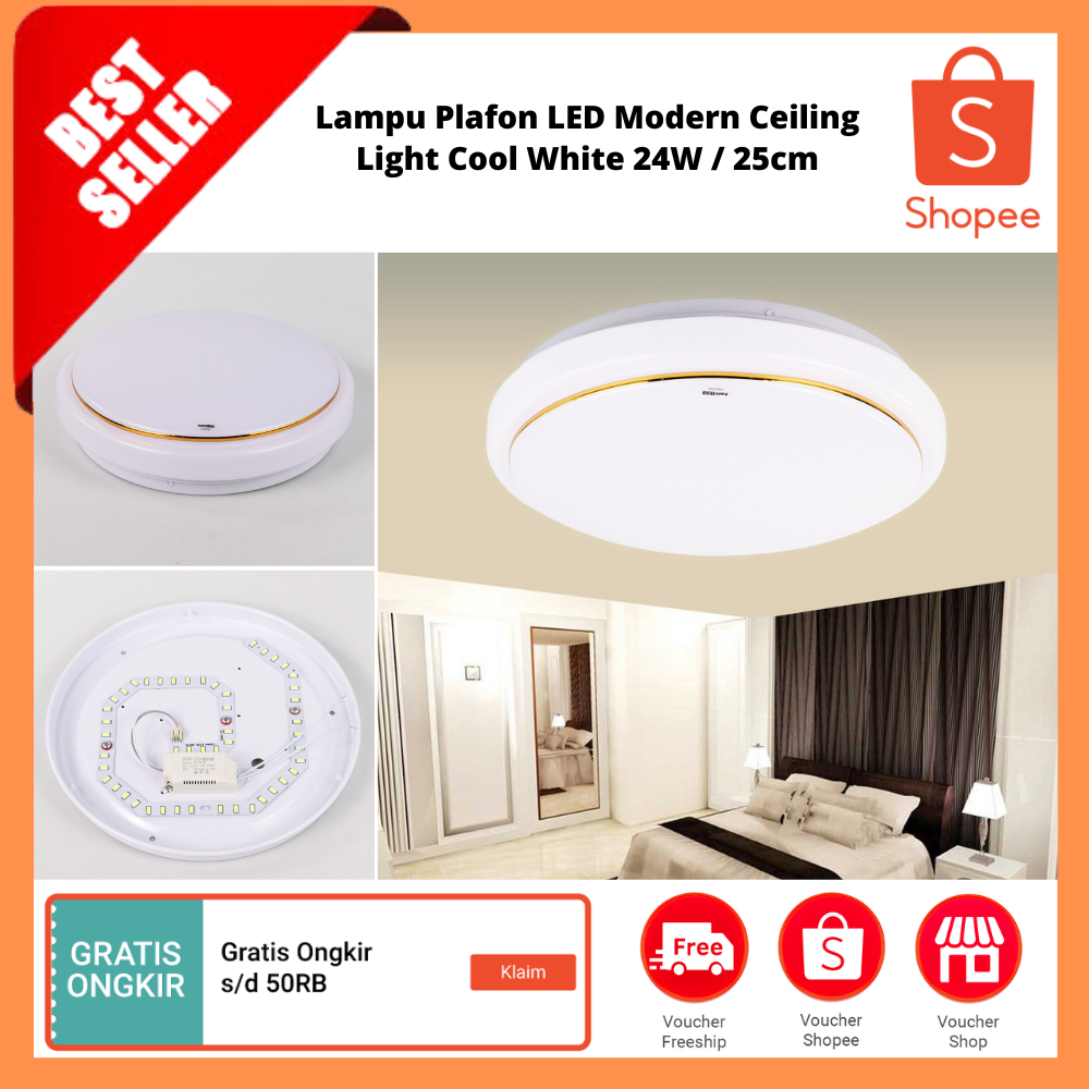 Jual Lampu Plafon Led Modern Ceiling Light Cool White 24w 25cm