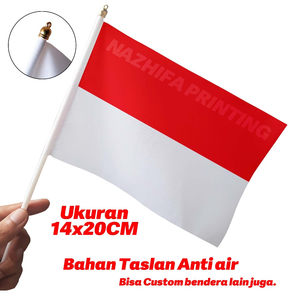 Jual Bendera Tangan Merah Putih Bahan Taslan Anti Air Bendera Stik Pawai Indonesia Bendera Merah