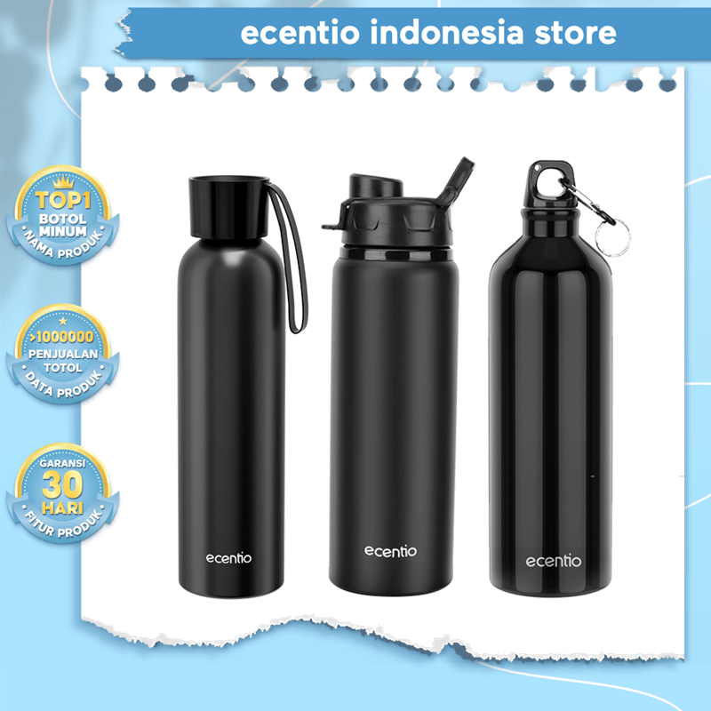 Jual Ecentio Botol Air Minum Anti Bocor Tumbler Sport Botol Aesthetic Bpa Free Murah 615ml750ml 