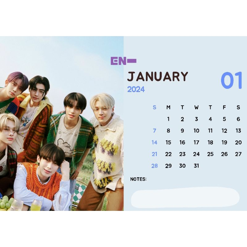 Jual ENHYPEN ORANGE BLOOD Kalender Meja 2024 / Desk Calendar 2023 KPOP version A5 murah