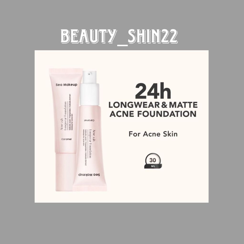 Jual Sea Makeup Acne 24h Longwear Foundation Full Coverage With