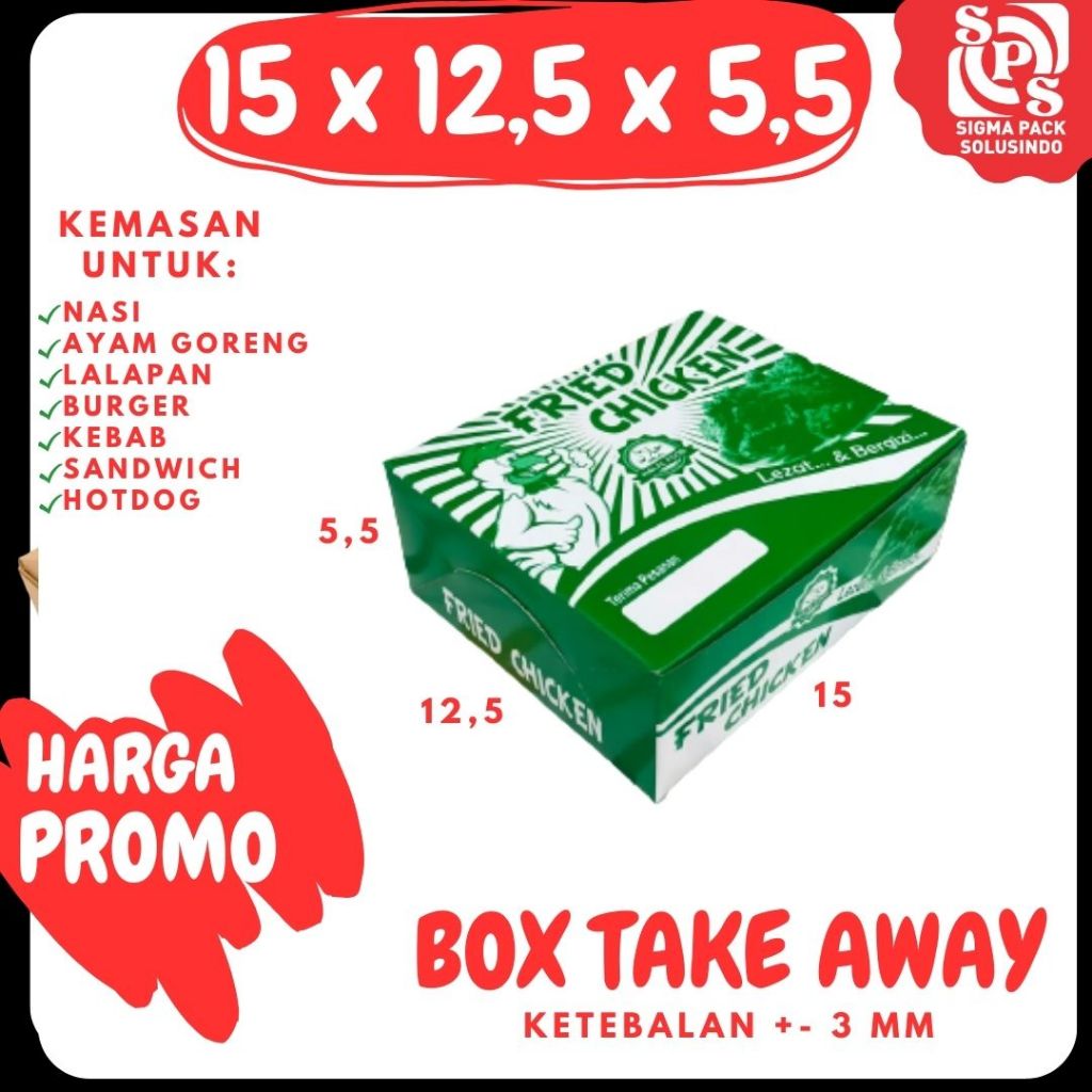 Jual Kardus Take Away 15x12 5x5 5 Dc Box Kfc Dus Packing Kotak Kemasan