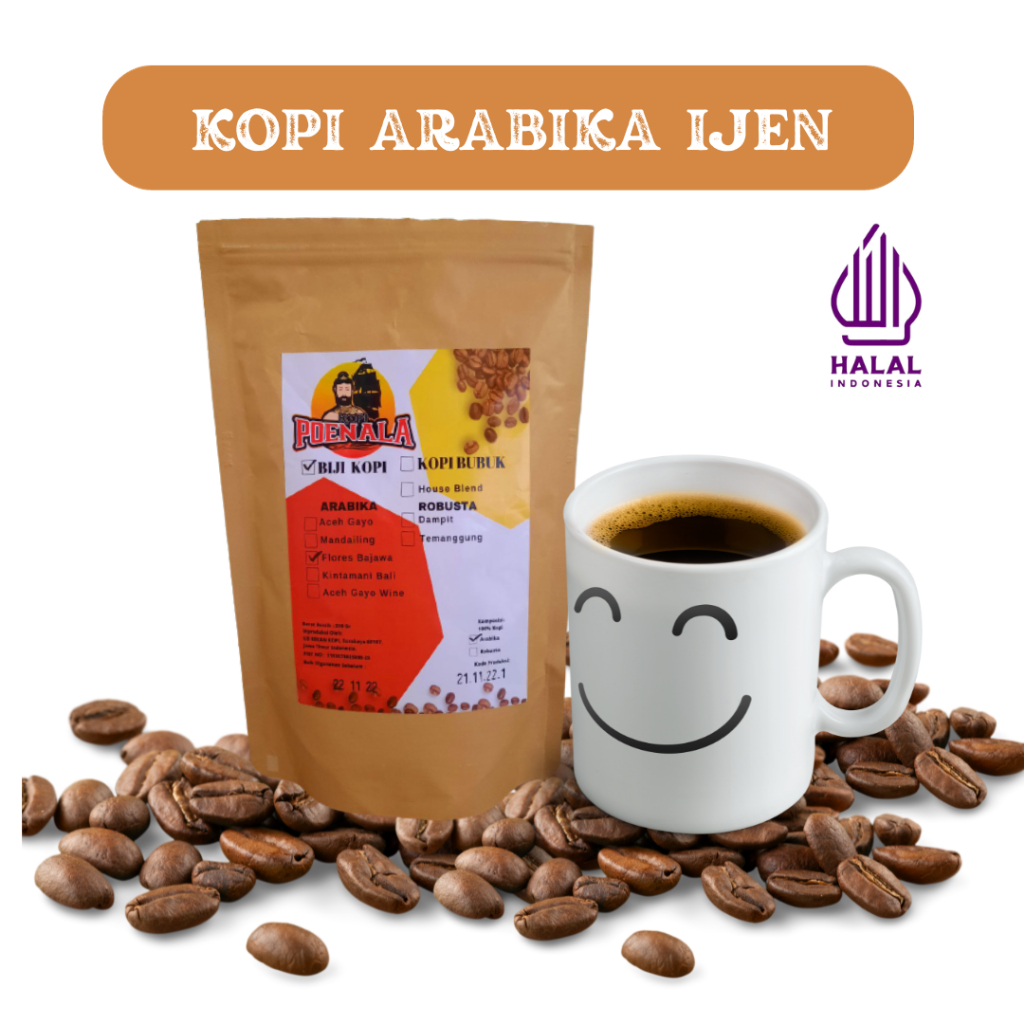 Jual KOPI BUBUK ARABIKA IJEN HITAM ASLI MURNI KHAS NUSANTARA INDONESIA BIJI SANGRAI MANUAL BREW