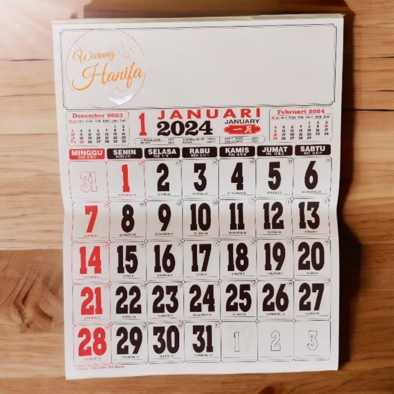 Jual KALENDER KERJA JUMBO UKURAN 50 X 64 CM HVS 2024 | Shopee Indonesia