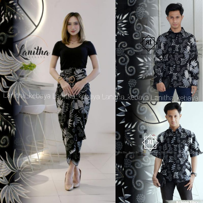 Jual Batik Couple modern Rok Lilit Kemeja Panjang Couple Batik Pasangan ...