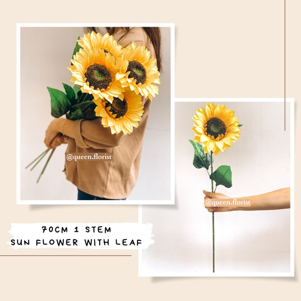 Jual 70CM SINGLE SUN FLOWER WITH LEAF BUNGA MATAHARI SUNFLOWERS ...