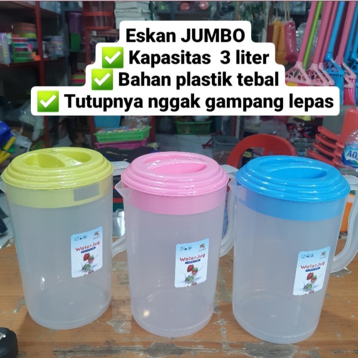 Jual Teko Plastik Besar 3 Liter Tebal Ceret Morong Jumbo Wadah Air Minum Tempat Es 6832