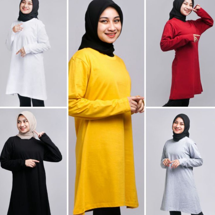 Jual CJWY7105 KAOS POLOS TUNIK UNTUK MUSLIMAH BAHAN COTTON COMBED 24S ...