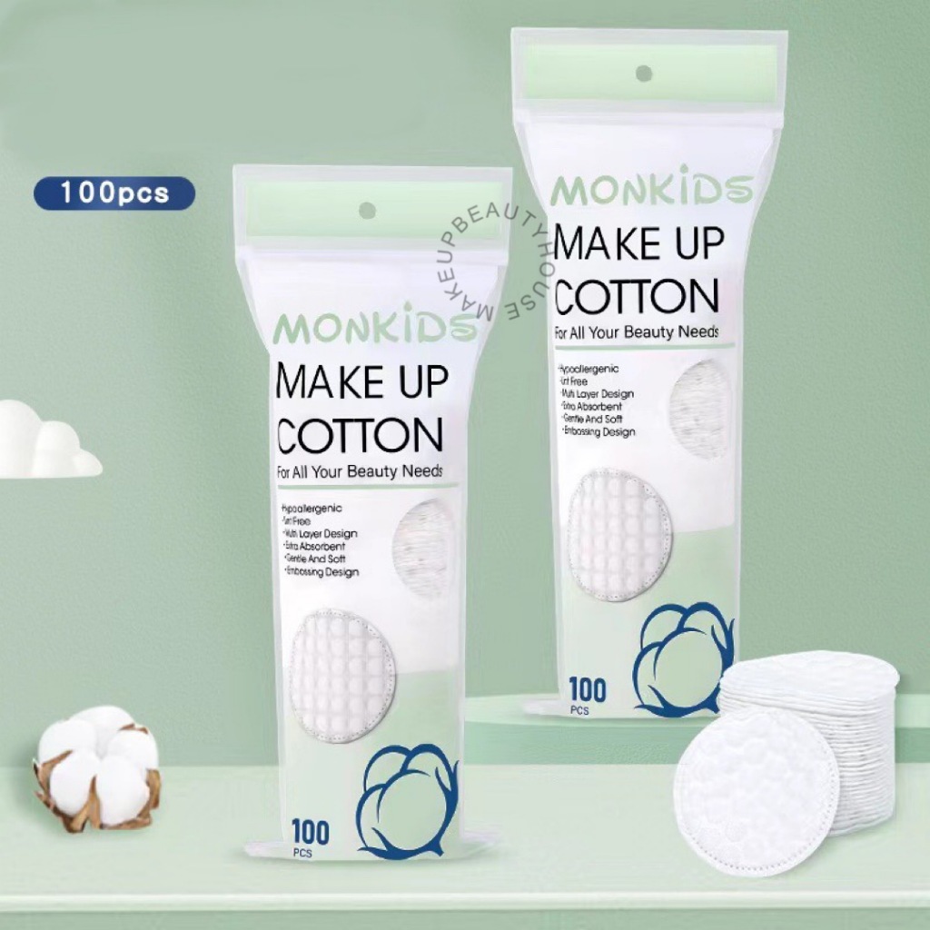 Jual MONKIDS 100pcs Premium Round Facial Cotton Pads Double Side 3D