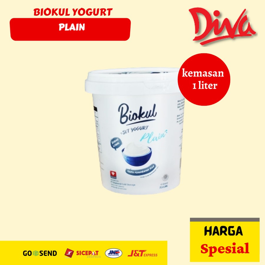 Jual Biokul Yogurt Rasa Plain Set 1 Liter Khusus Via Gosend Yoghurt