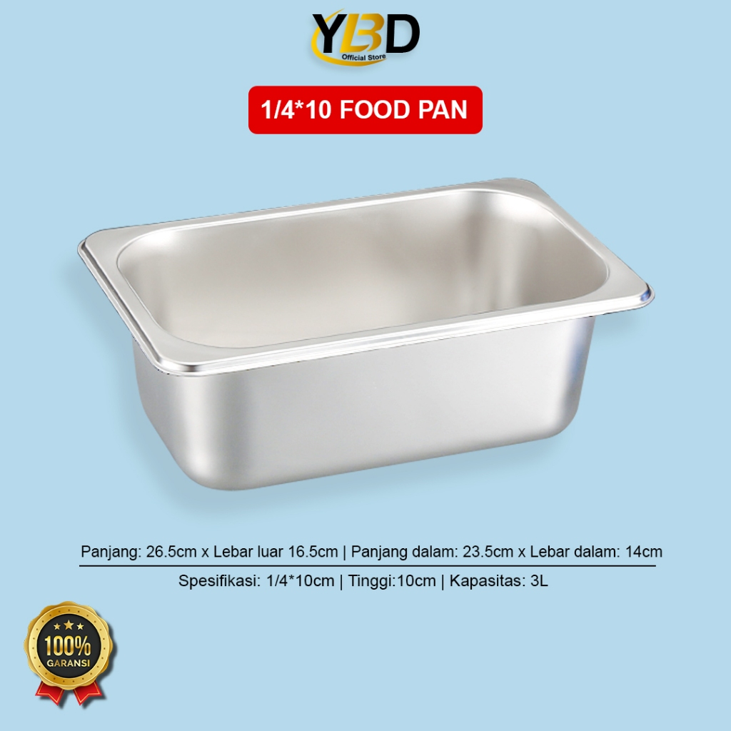 Jual Food Pan Stainless 1/4 x 10 cm (26,5 x 16,2 x 10cm) | panci rebus ...