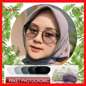 QLA Frame Kacamata Wanita Minus Photocromic Anti Radiasi Kacamata Bulat Oval Lentur