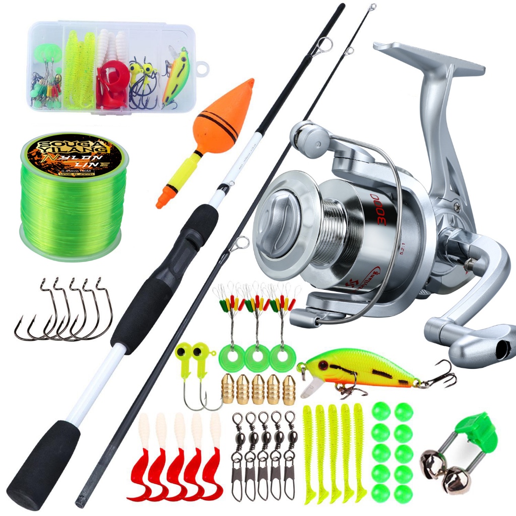 Jual Joran Pancing Set Spinning Fishing Rod Lure Pole Glass