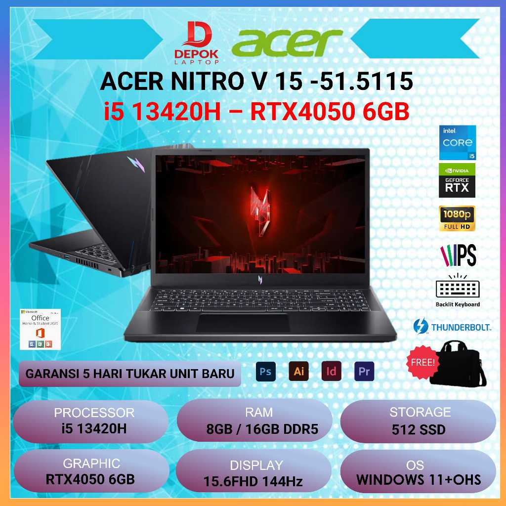 Jual Acer Nitro V I H Rtx Gb Gb Gb Windows Ohs Fhd Hz Ips Yr Adp