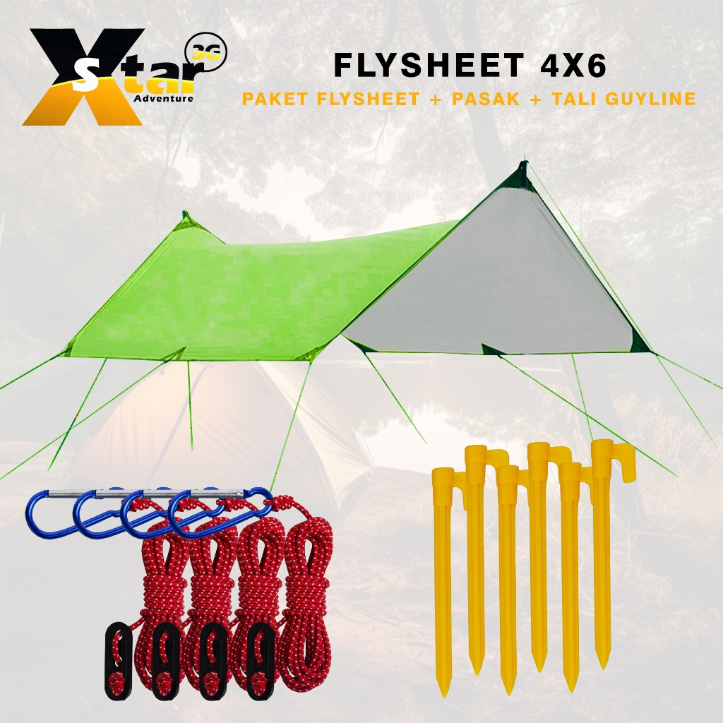 Atap tenda camping flysheet tenda outdoor waterproof tenda kemah bonus-_ tali + pasak abs