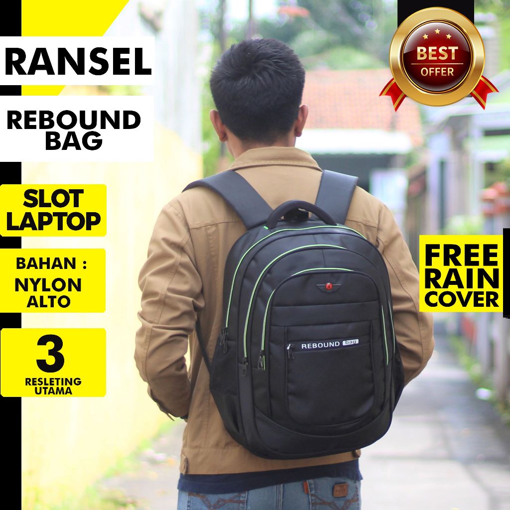 Jual Tas Sekolah Gendong Pria Backpack Kuat Laptop Tebal Ransel Rebound ...