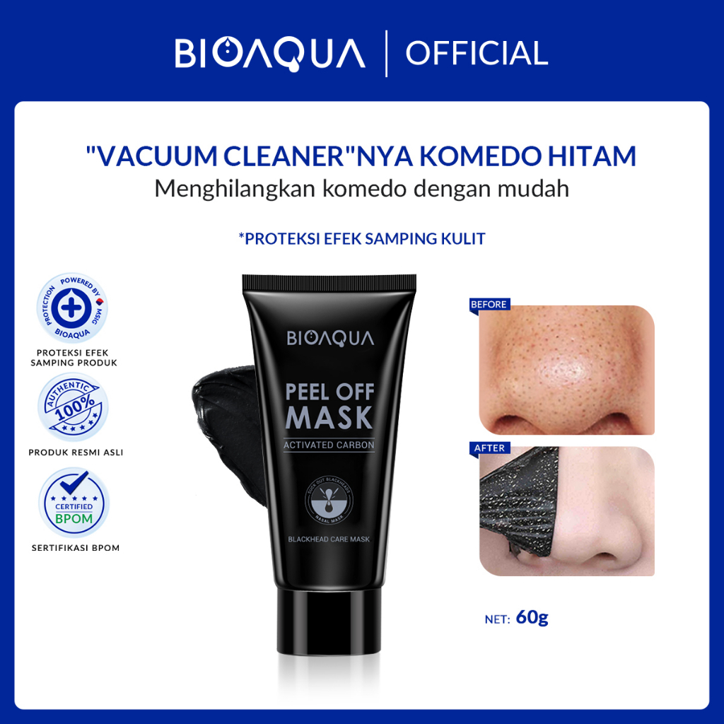 Jual BPOM !!! BIOAQUA Peel Off Mask Charcoal 60g Blackhead Care Mask