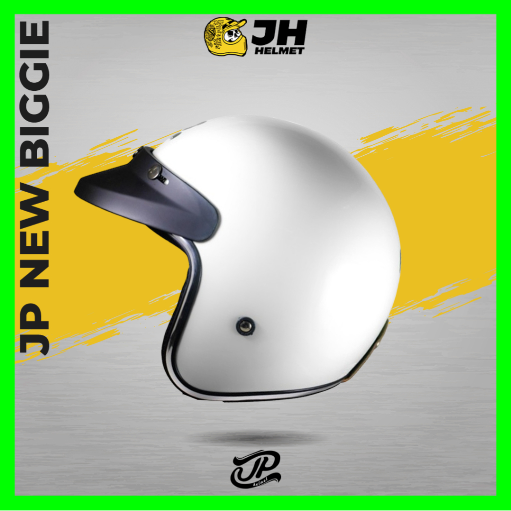 Jual Helm JP New Bigie Solid Pearl White Glossy | Helm Retro | Helm ...
