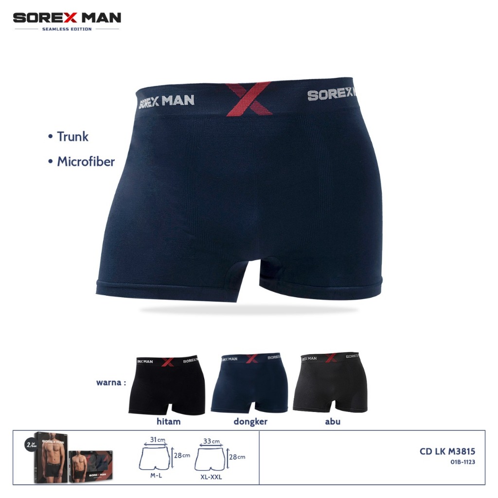 Jual (2 PCS) Sorex Man Seamless Boxer Pria Men Trunk CD Cowo M3815 ( M ...