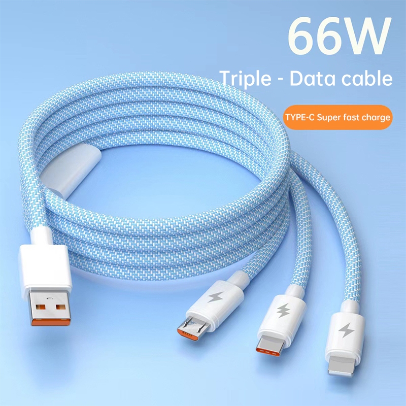 Jual 66W Super Fast Cable Cable Macaron Color Braided 3-in-1 Charging ...