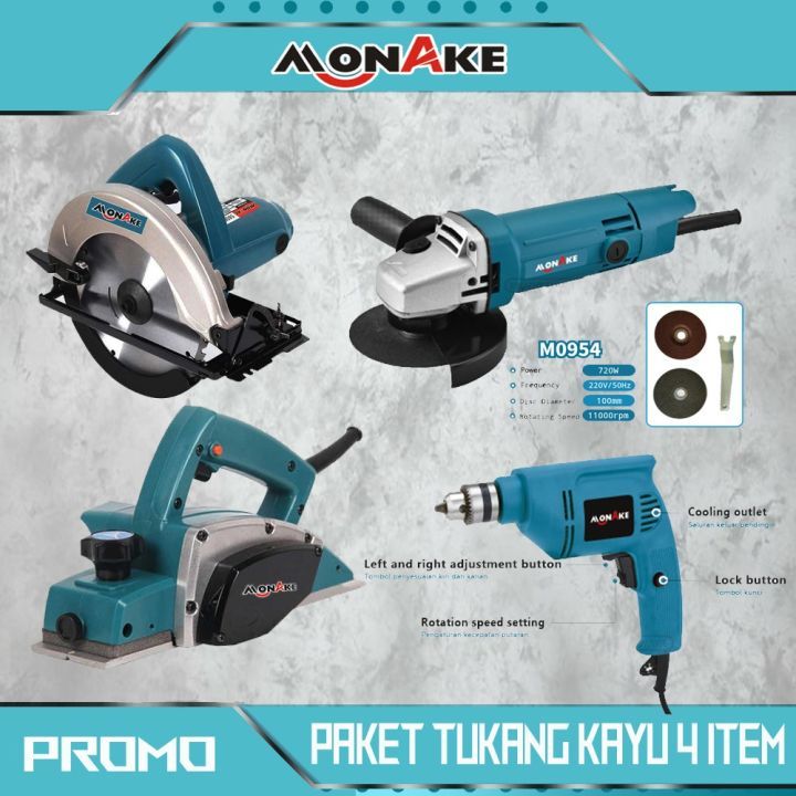 Jual Monake Paket Tukang Kayu Item Mesin Gerinda Tangan Angle Grinder Inch Bor Mm