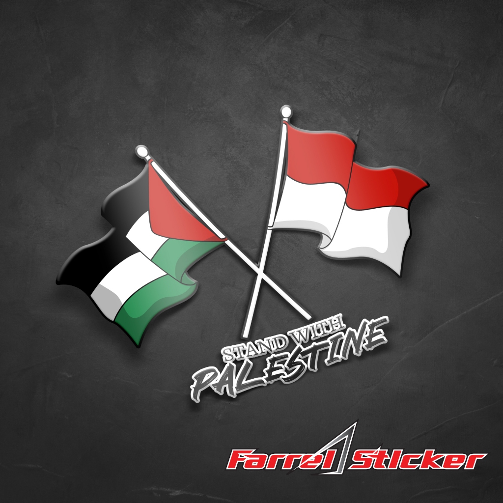 Jual Sticker INDONESIA PALESTINA Bendera Stand with Palestine FLAG