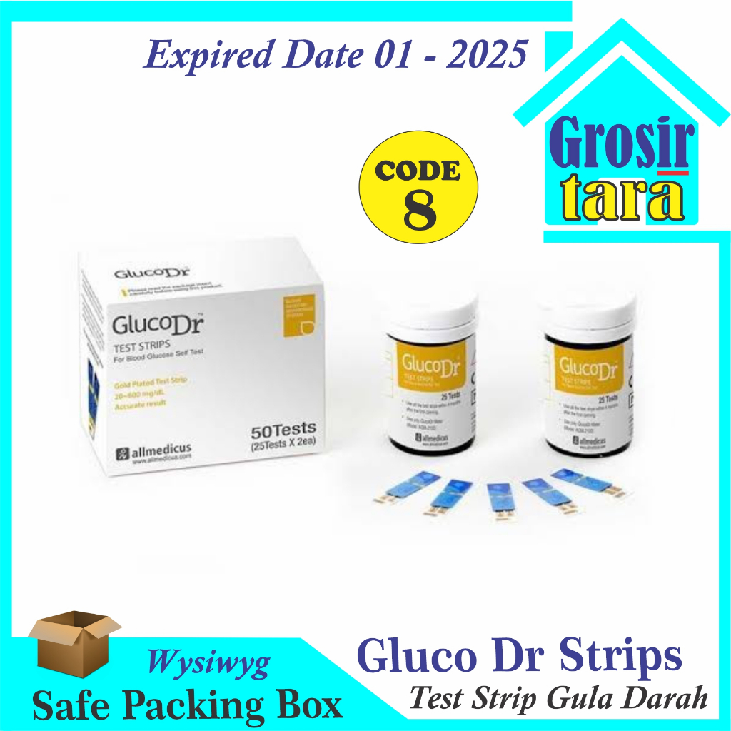 Jual Strip Stik Gula Darah GlucoDr Strips Gluco Dr Code 8 Kode 8 Blood